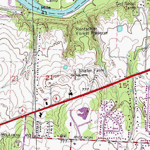 Topographic Map of Shafer Farm Cemetery, OH