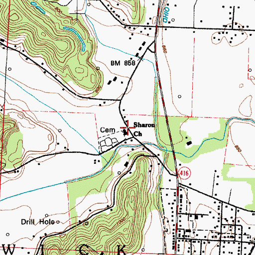 Topographic Map of Sharon Church, OH
