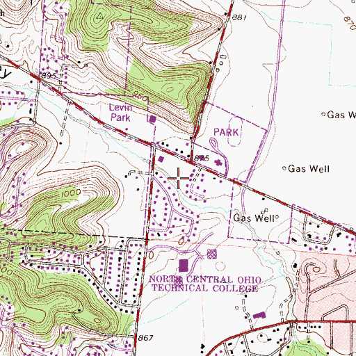Topographic Map of Sharon Valley, OH