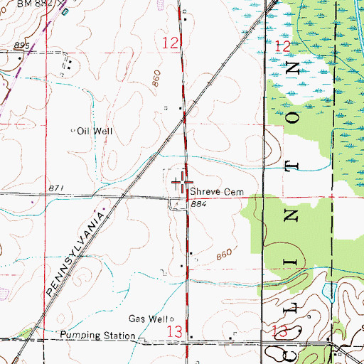 Topographic Map of Shreve Cemetery, OH