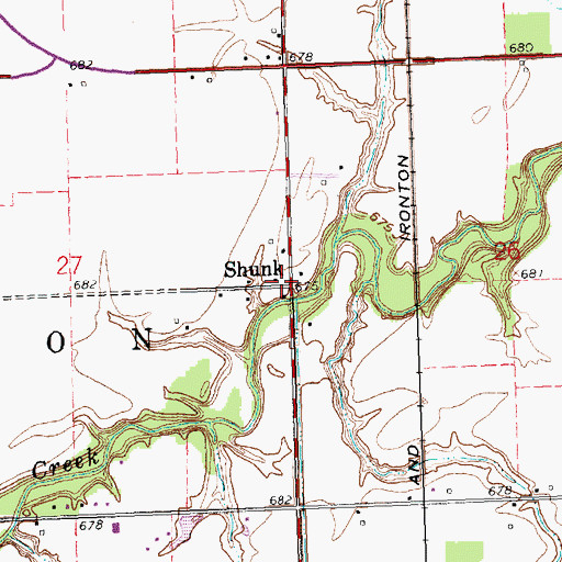 Topographic Map of Shunk, OH
