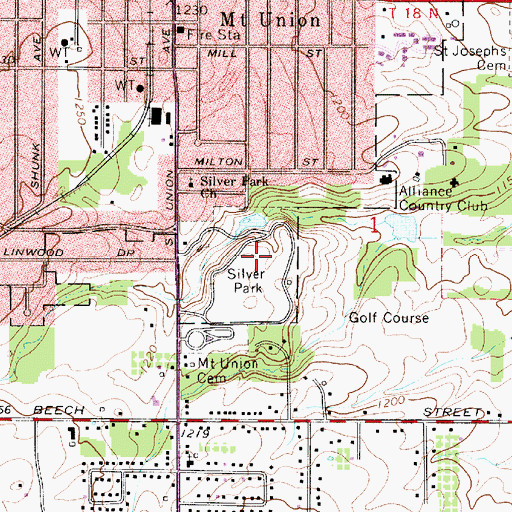 Topographic Map of Silver Park, OH