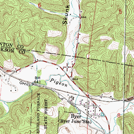 Topographic Map of Skunk Hollow, OH
