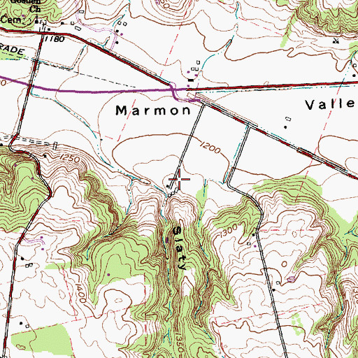 Topographic Map of Slaty Hollow, OH