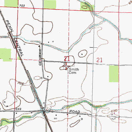 Topographic Map of Smith Cemetery, OH