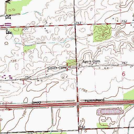 Topographic Map of Smith Cemetery, OH