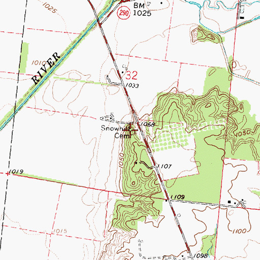 Topographic Map of Snowhill Cemetery, OH