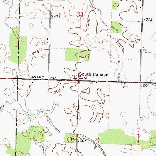 Topographic Map of South Canaan Cemetery, OH