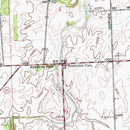 Topographic Map of Stelvideo Cemetery, OH