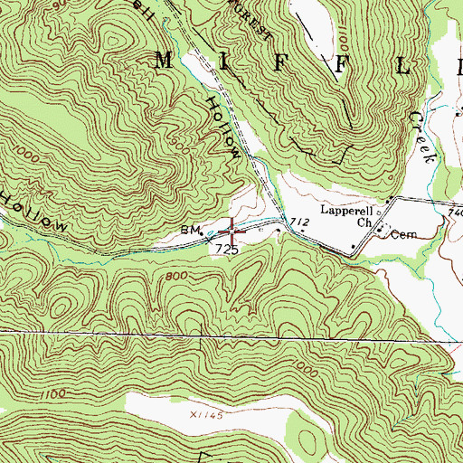 Topographic Map of Stewart Hollow, OH