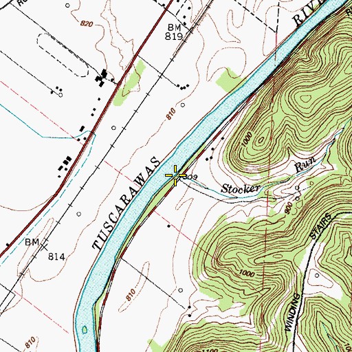 Topographic Map of Stocker Run, OH