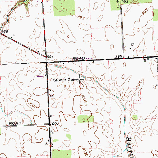Topographic Map of Stoner Cemetery, OH