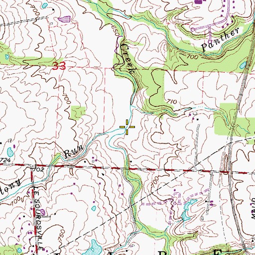 Topographic Map of Stony Run, OH