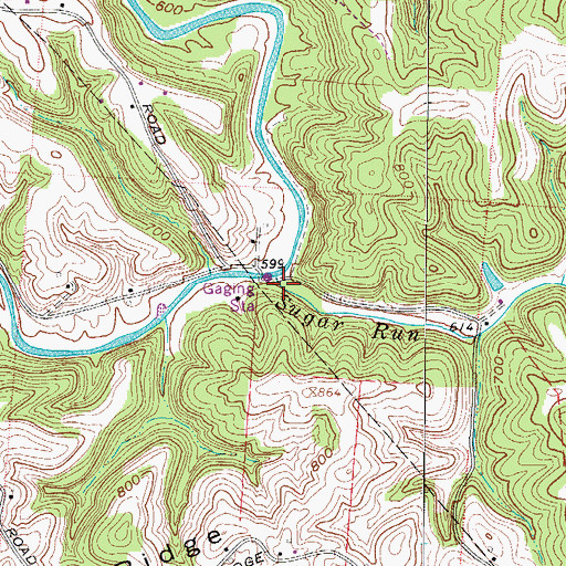Topographic Map of Sugar Run, OH
