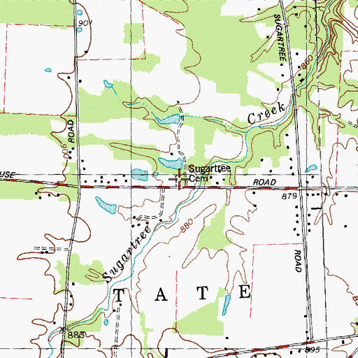 Topographic Map of Sugartree Cemetery, OH