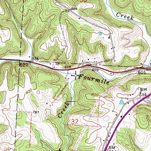 Topographic Map of Tar Creek, OH