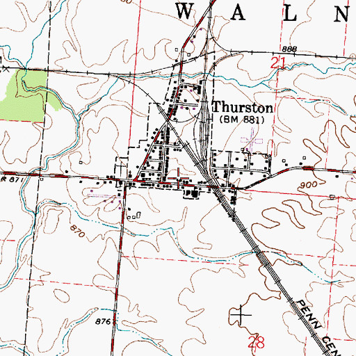 Topographic Map of Thurston, OH