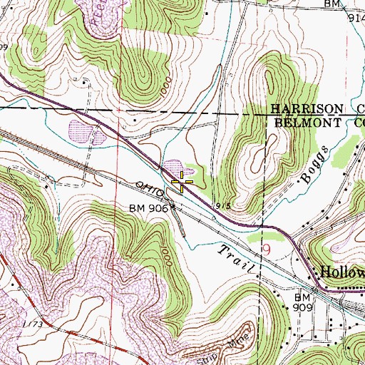 Topographic Map of Trail Run, OH
