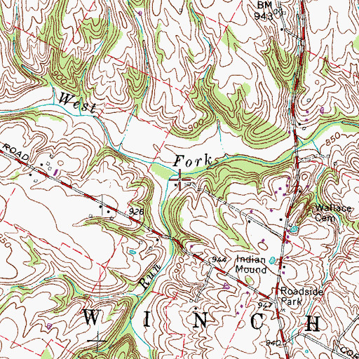Topographic Map of Turkey Run, OH