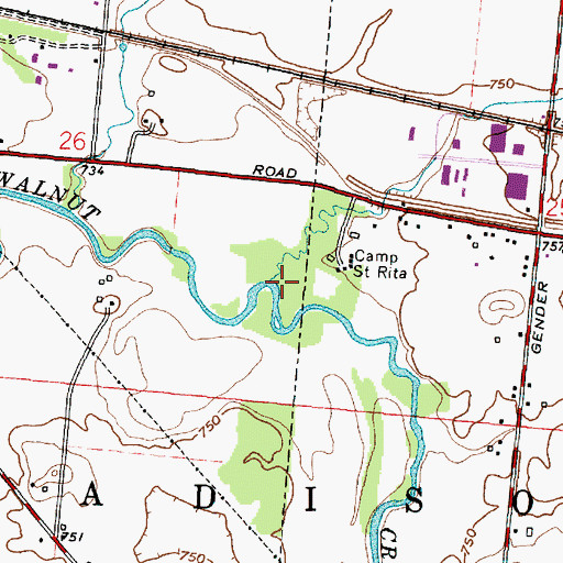 Topographic Map of Tussing Ditch, OH