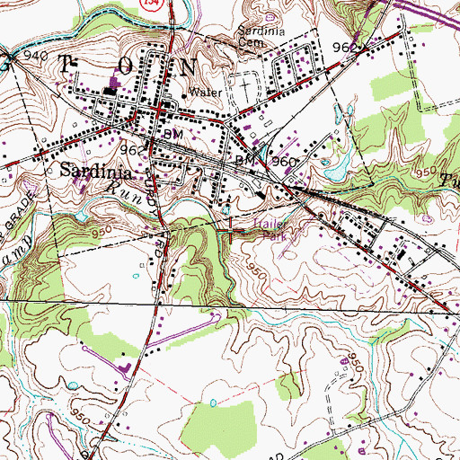 Topographic Map of Twin Run, OH