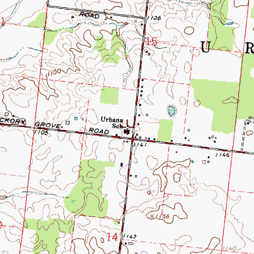 Topographic Map of Urbana School, OH