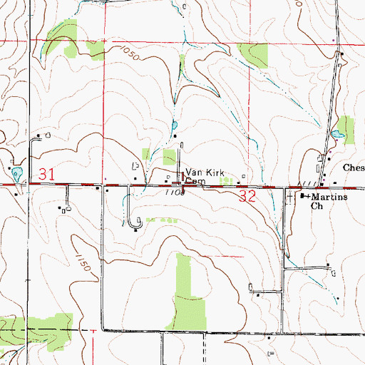 Topographic Map of Van Kirk Cemetery, OH