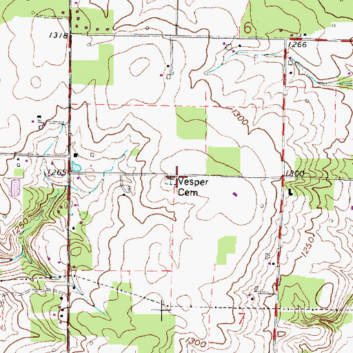 Topographic Map of Vesper Cemetery, OH