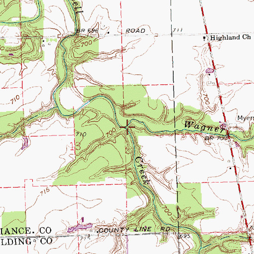 Topographic Map of Wagner Run, OH
