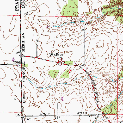 Topographic Map of Walker Church, OH