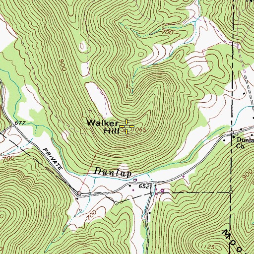Topographic Map of Walker Hill, OH