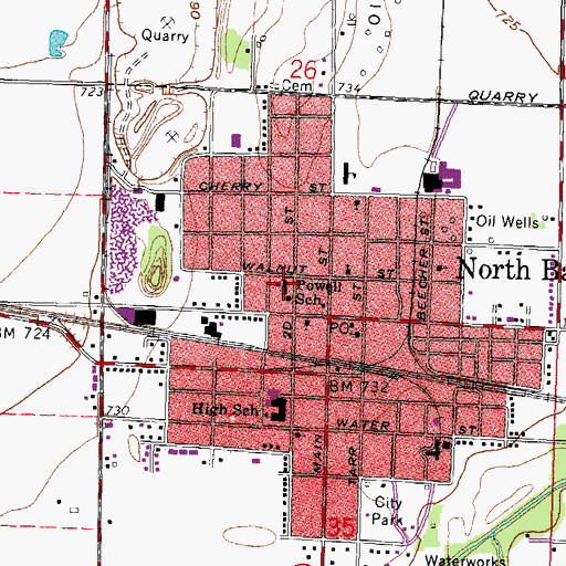 Topographic Map of Walnut Powell School, OH