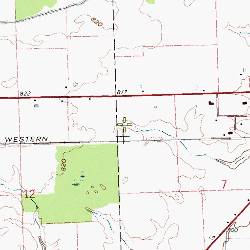 Topographic Map of Walnut Run, OH