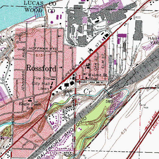 Topographic Map of Walnut Street School, OH