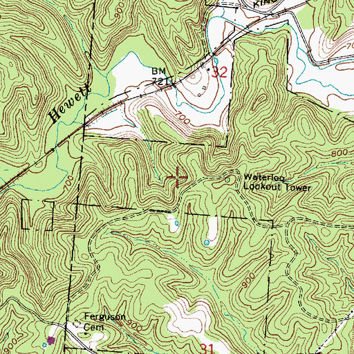 Topographic Map of Waterloo State Forest, OH