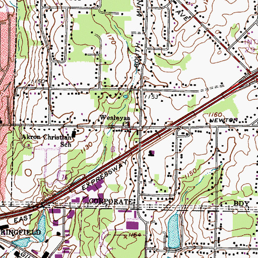 Topographic Map of Wesleyan Church, OH