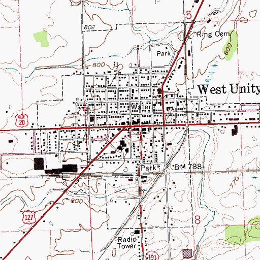 Topographic Map of West Unity, OH