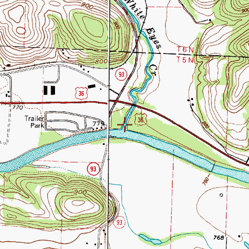 Topographic Map of White Eyes Creek, OH
