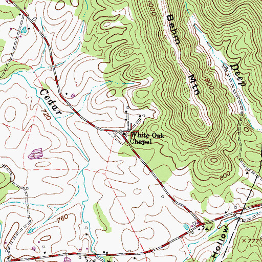 Topographic Map of White Oak Chapel, OH