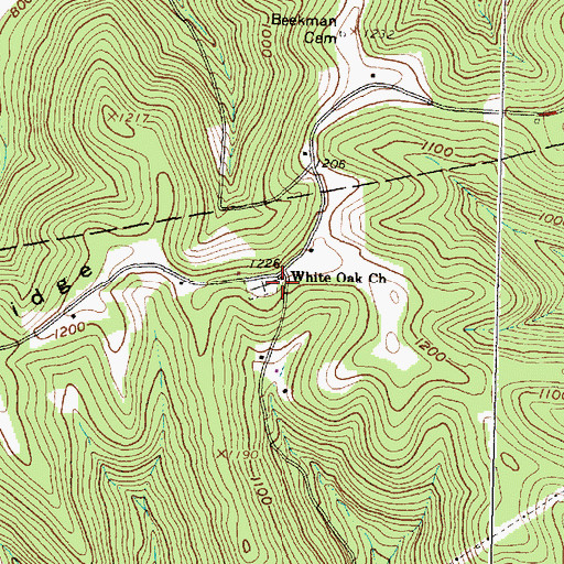 Topographic Map of White Oak Church, OH
