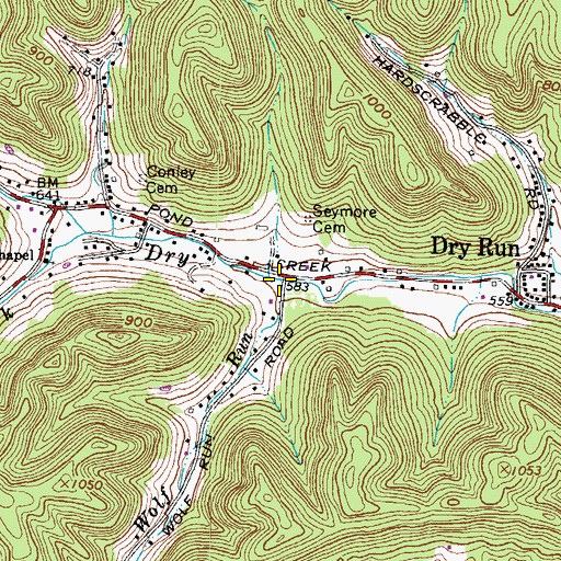 Topographic Map of Wolf Run, OH