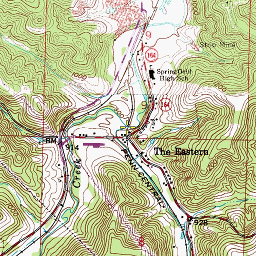 Topographic Map of Wolf Run, OH
