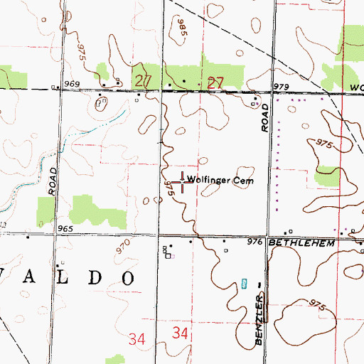 Topographic Map of Wolfinger Cemetery, OH