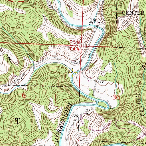 Topographic Map of Wolfpen Run, OH