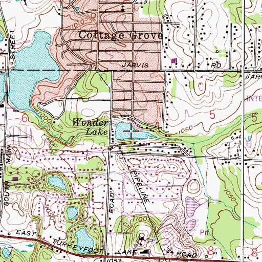 Topographic Map of Wonder Lake, OH