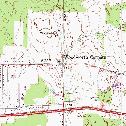 Topographic Map of Woodworth Corners, OH