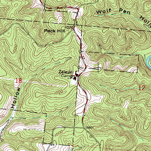 Topographic Map of Zaleski Camp, OH