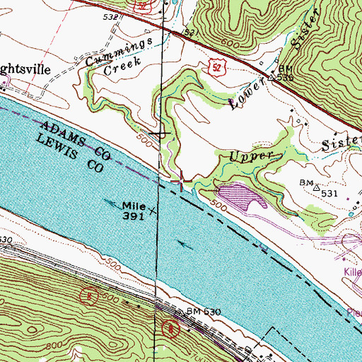 Topographic Map of Cummings Creek, OH