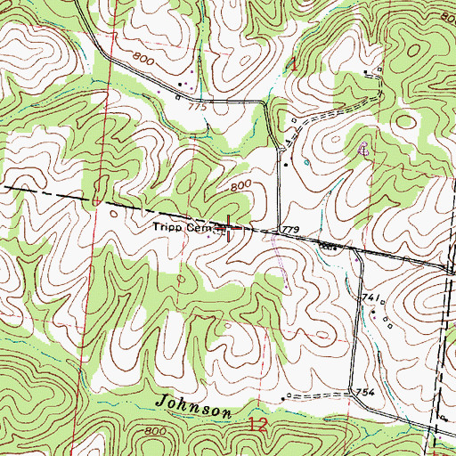 Topographic Map of Tripp Cemetery, OH