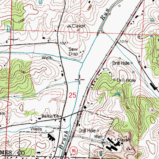 Topographic Map of Cattail Creek, OH